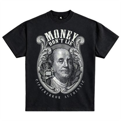 MONEY DON'T LIE 100 DOLLARS BILLL GRAHIC T-SHIRT